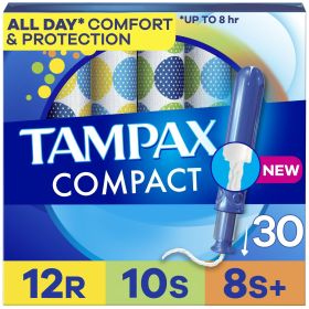 Compact Multipack Tampons with Extendable Applicator Unscented, 30 Count