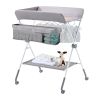 VEVOR Baby Changing Table, Foldable Diaper Change Station with Side Basket, Adjustable Height Portable Changing Table with Lockable Wheels
