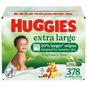 Extra Large Unscented Baby Wipes – 378 Count (9 Flip-Top Packs