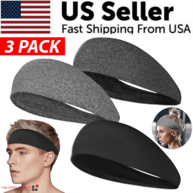 3x Mens Women Sweat Sweatband Headband Stretch Sports Head Band Yoga Gym Running