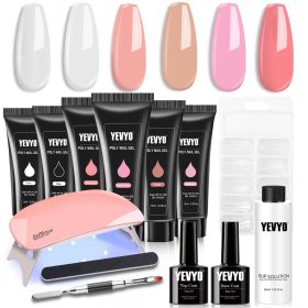 Poly Gel Nail Kit, Poly Nail Gel Kit with UV Lamp for Beginners with Everything, Gel Extension Nail Kit with Slip Solution