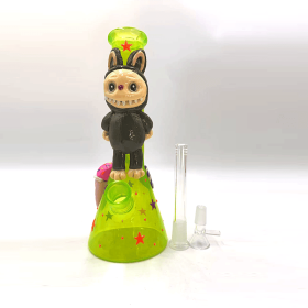 Hand-drawn 3D Rabbit-shaped design high-end 10-inch tall type water pipe water pipe stand glass tube diffusion filter transparent connector size
