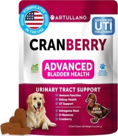 Dog UTI Treatment Cranberry Supplement Bladder Control for Dogs Urinary Tract Infection Incontinence Pill Bladder Stones UTI Medicine Treats 70 S