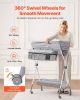 VEVOR Baby Changing Table, Foldable Diaper Change Station with Side Basket, Adjustable Height Portable Changing Table with Lockable Wheels