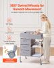 VEVOR Baby Changing Table, Portable Diaper Change Station with 3 Fabric Drawers and Lockable Wheels