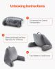 VEVOR Reading Pillow, Standard Size Bed Pillow with Shredded Memory Foam, Back Pillow with 3 Pockets and Washable Short Velvet Cloth, Top with Handle
