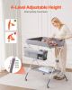 VEVOR Baby Changing Table, Foldable Diaper Change Station with Side Basket, Adjustable Height Portable Changing Table with Lockable Wheels