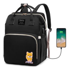 Multifunctional Diaper Bag Backpack Waterproof Mommy Bag Nappy Bag Maternity Backpack for Baby with Insulated Pockets Diaper Pad Toys Burp Cloth USB P (Color: Black, size: One size)