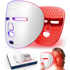 LED Face Mask Facial Care Tool, Red Light Therapy Mask For Face For Home Travel (Color: White)